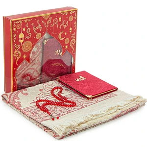 İhvan Online Özel Kutusunda Hediyelik Çeyizlik Seccade Seti Bordo