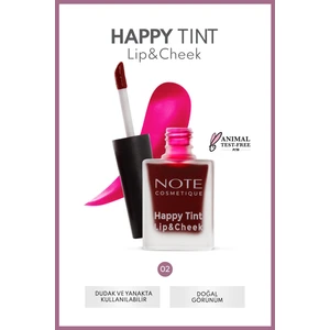 Note Cosmetics Happy Tint Lip & Cheek Dudak ve Yanak Renklendirici Likit Allık 02 Wild Cherry