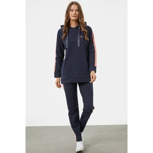 Çift Renk Kapüşonlu Eşofman Takım - Lacivert