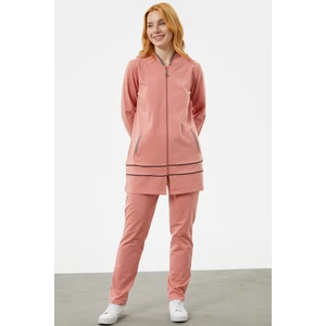 Büyük Beden Tunik Eşofman Takım - Pembe