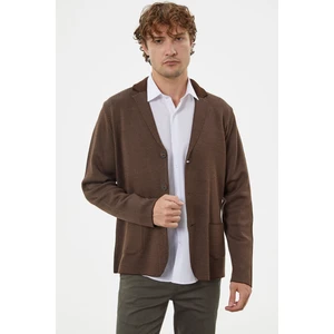 Klasik Cep Detaylı Triko Ceket - Kahve