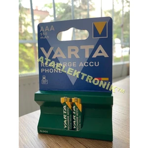 Ata Elektronik VARTA 550MAH  Siemens Gigaset Telsiz Telefonlar Için Şarjlı Şarz Edilebilir Ince Aaa Pil Aaa Telsiz Telefon Pili 1 Kart 2 Adet VARTA 550MAH