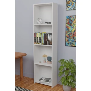 Furnature Design 5 Raflı Kitaplık Seti Arkalıklı Dar Raf Kütüphane 170 cm Beyaz
