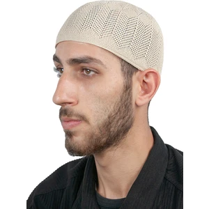 Safir Ince Örme Dantel Namaz Takkesi Krem 1 Adet