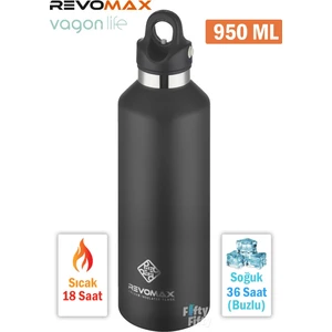 Revomax 950 ml Büyük Kapasiteli Özel Kapak Sistemli 18SAAT Sıcak/36 Saat Soğuk Çelik Termos -950ML