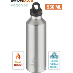 Revomax 950 ml Büyük Kapasiteli Özel Kapak Sistemli 18SAAT Sıcak/36 Saat Soğuk Çelik Termos -950ML