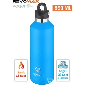 Revomax 950 ml Büyük Kapasiteli Özel Kapak Sistemli 18SAAT Sıcak/36 Saat Soğuk Çelik Termos -950ML