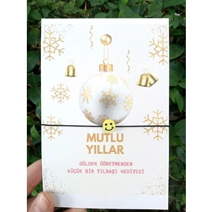 Emtory Home 40 Adet Emojili Şans Bielkliği - Yılbaşı Bilekliği - Kişisel Yazı Yazılır - Jelatinli Paket