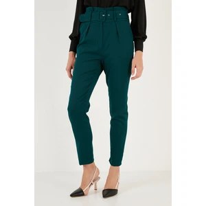 Yüksek Bel Cepli Kemerli Regular Fit Kumaş Pantolon Bayan Pantolon 611PL04
