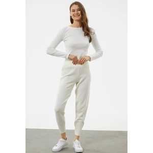 Jogger Rahat Kalıp Triko Pantolon - Kemik