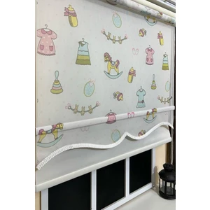 Çift Mekanizmalı Desenli Tül Stor Perde Çocuk Odası Baskı STB-109