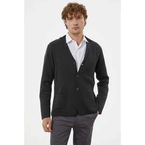 Klasik Cep Detaylı Triko Ceket - Siyah