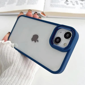 iPhone 15 Uyumlu Kılıf Metal Buton ve Kamera Çerçeveli Kenarları Silikon Arkası Sert Titanium Case