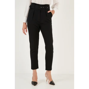 Yüksek Bel Cepli Kemerli Regular Fit Kumaş Pantolon Bayan Pantolon 611PL04