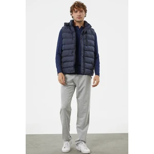 Çıkma Kapüşonlu Fermuarlı Şişme Yelek - Lacivert