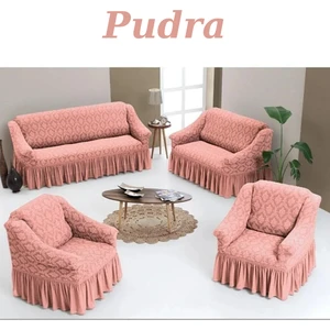 Jakarlı 3+2+1+1 Koltuk, Kanepe, Çekyat Örtüsü Yıkanabilir Likralı Esnekl Koltuk Örtüsü