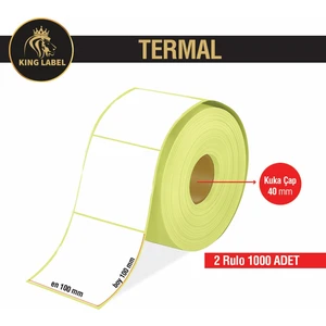 King Label Termal Barkod Etiket 100X100 2 Rulo 500'LÜ Sarım