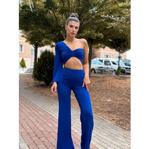Nika Fashion Ispanyol Paça - Tek Omuz Crop Tayt Takım