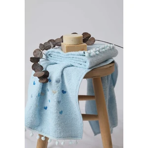 Yoncagül Ponponlu 2li El Yüz Havlusu 50x90 - Mavi