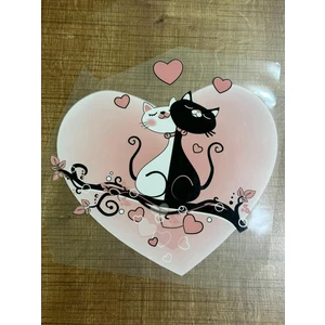 Gönülden Tasarım 23XX23 cm Ütü Ile Yapışan Kedi Transfer Baskı Kalp Kedi Tişört Kot Arma Baskı