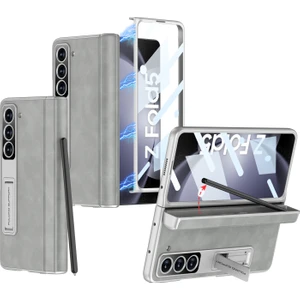 Samsung Galaxy Z Fold5 5g Kapak Deri+Pc Kalem Kutusu Ön Ekran Film ile Telefon Kılıfı (Yurt Dışından)