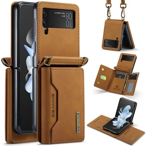 Samsung Galaxy Z Flip3 5g Söndürülebilir 2 Arada 1 Cüzdan Telefon Kılıfı Deri+Pc Manyetik Kickstand Cover (Yurt Dışından)