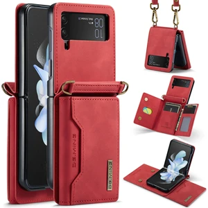 Samsung Galaxy Z Flip3 5g Söndürülebilir 2 Arada 1 Cüzdan Telefon Kılıfı Deri+Pc Manyetik Kickstand Cover (Yurt Dışından)
