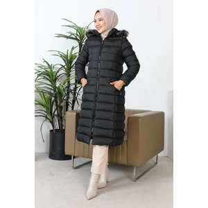 İmaj Butik Siyah Kapüşonlu Fermuarlı Şişme Mont