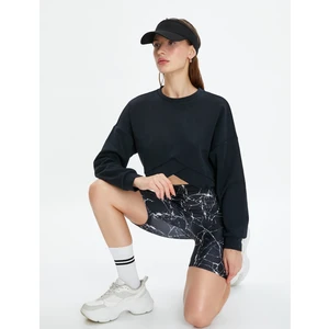 Crop Spor Sweatshirt Asimetrik Kesim Modal