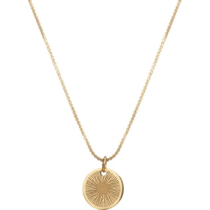 14K Altın Yuvarlak Plaka Doku Kolye Kolye Paslanmaz Çelik Geometrik Moda Çok Yönlü Köprücük Zinciri (Yurt Dışından)