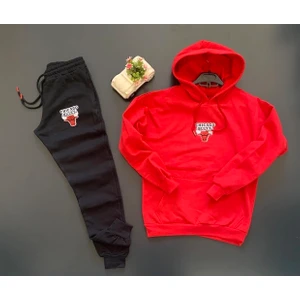 Amor Man Büyük Beden Özel Tasarım Kapüşonlu Boğa Baskılı 3 Iplik Şardonlu %100 Pamuk Erkek Eşofman Takımı