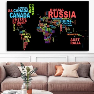 AR AJANS KANVAS TABLO  Lüks Kanvas Trend Tasarım Dünya Haritası Tablo DR0115