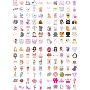 Etiketçi Paşa Hello Kitty ve Arkadaşları 300 Adet Bullet Journal - Ajanda - Planner - Laptop Sticker Mini Set