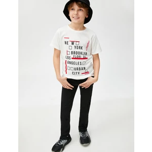 Baskılı Tişört Kısa Kollu Bisiklet Yaka Pamuklu