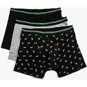 3'lü Boxer Seti Slogan Baskılı Pamuklu