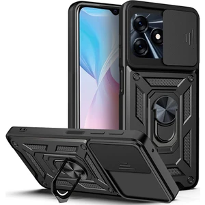 Tecno Spark 10 Kılıf Ultra Korumalı Yüzüklü Manyetik Sürgülü Vega Kapak