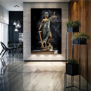 AR AJANS KANVAS TABLO Themis Gözü Kapalı Bir Elinde Kılıç Bir Elinde Terazi Adalet Heykeli Hukuk Büro Kanvastablo ART00159