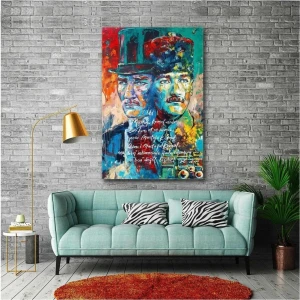 AR AJANS KANVAS TABLO Yağlı Boya Efektli Mustafa Kemal Atatürk Portre Karizma Kanvas Tablo ART00167