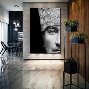 AR AJANS KANVAS TABLO Mustafa Kemal Atatürk Yarım Portre Kanvas Tablo ART00187