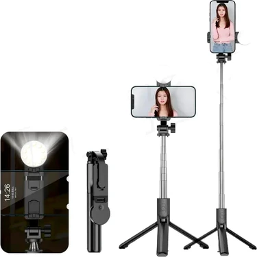 Coverzone Akıllı Telefonlar İçin Tripod Kendinden Işıklı Ultra Hafif 360 Derece Dönebilen Başlık