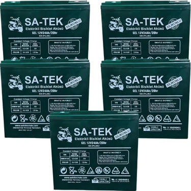 Sa-Tek 12 V 24 Ah Elektrikli Motosiklet Aküsü Jel Akü 5'li Set (Üretim Yılı: