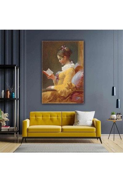 AR AJANS KANVAS TABLO Kitap Okuyan Kız Yağlı Boya Görünümlü Jean Honore Fragonard Kanvas Tablo ART00115