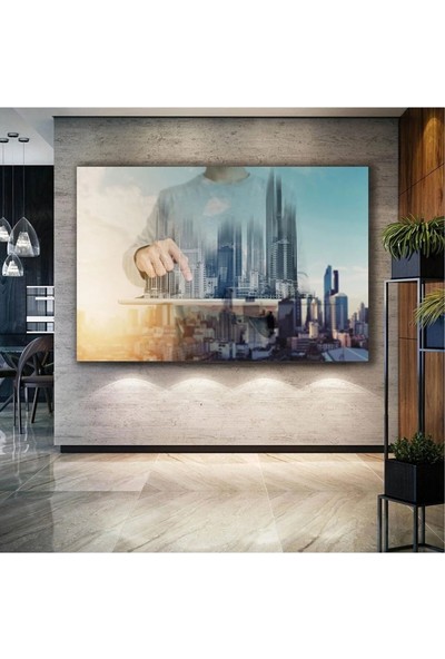 AR AJANS KANVAS TABLO  Şehir Inşaatı Mimarlık Mühendislik Büro Emlak Ofisi Dekor Building Kanvas Tablo ART00153