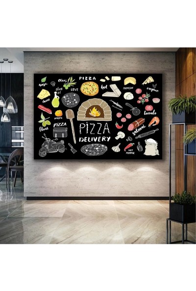 AR AJANS KANVAS TABLO Pizza Menü Peynir Domates Parmesan Mutfak Restoran Cafe Lokanta Kanvas Tablo ART0097