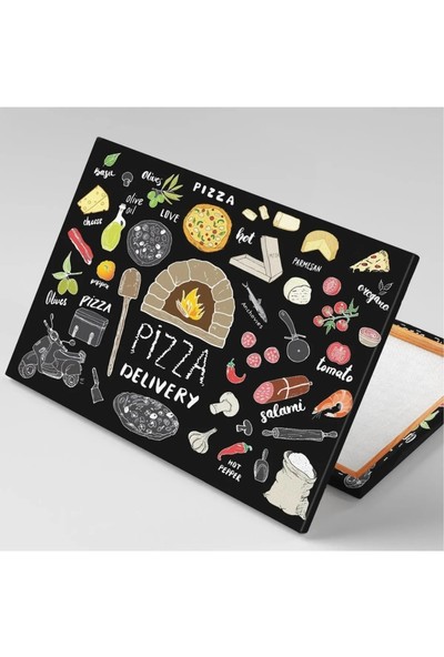 AR AJANS KANVAS TABLO Pizza Menü Peynir Domates Parmesan Mutfak Restoran Cafe Lokanta Kanvas Tablo ART0097