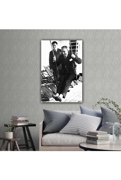 AR AJANS KANVAS TABLO Mustafa Kemal Atatürk Karizma Asalet Siyah Beyaz Fotoğraf Salıncak Kanvas Tablo ART00130