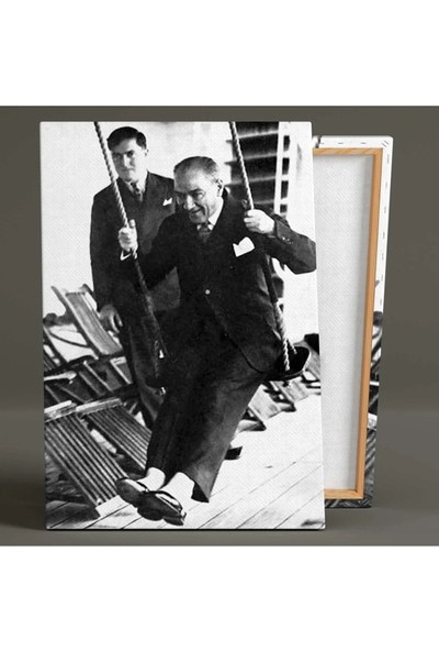 AR AJANS KANVAS TABLO Mustafa Kemal Atatürk Karizma Asalet Siyah Beyaz Fotoğraf Salıncak Kanvas Tablo ART00130