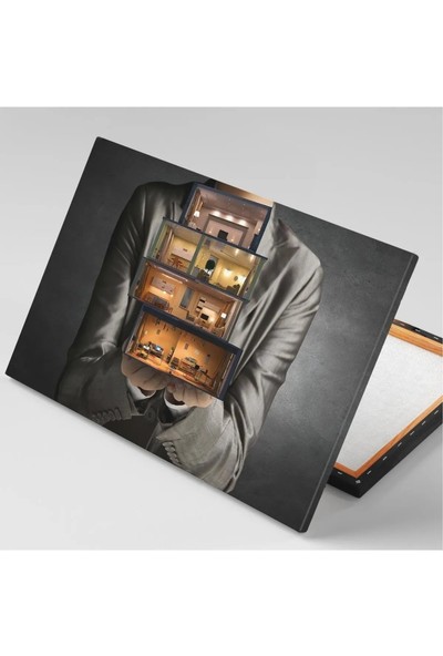 AR AJANS KANVAS TABLO  Elinde Ev Tutan Adam Satış Kiralama Emlak Ofisi Dekor Kanvas Tablo ART00173