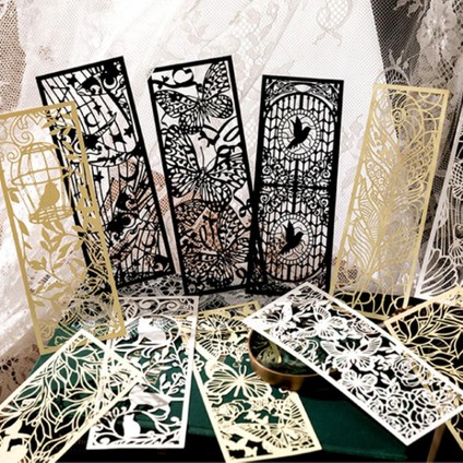 B 3 Adet Vintage Kitap Ayracı Hollow-Oymalı Tasarım Romantik Kağıt Cucoloris Kelebek Çiçek Tasarım Okuma Ayracı Günlük Kullanım (Yurt Dışından)