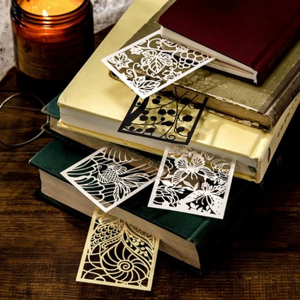 B 3 Adet Vintage Kitap Ayracı Hollow-Oymalı Tasarım Romantik Kağıt Cucoloris Kelebek Çiçek Tasarım Okuma Ayracı Günlük Kullanım (Yurt Dışından)